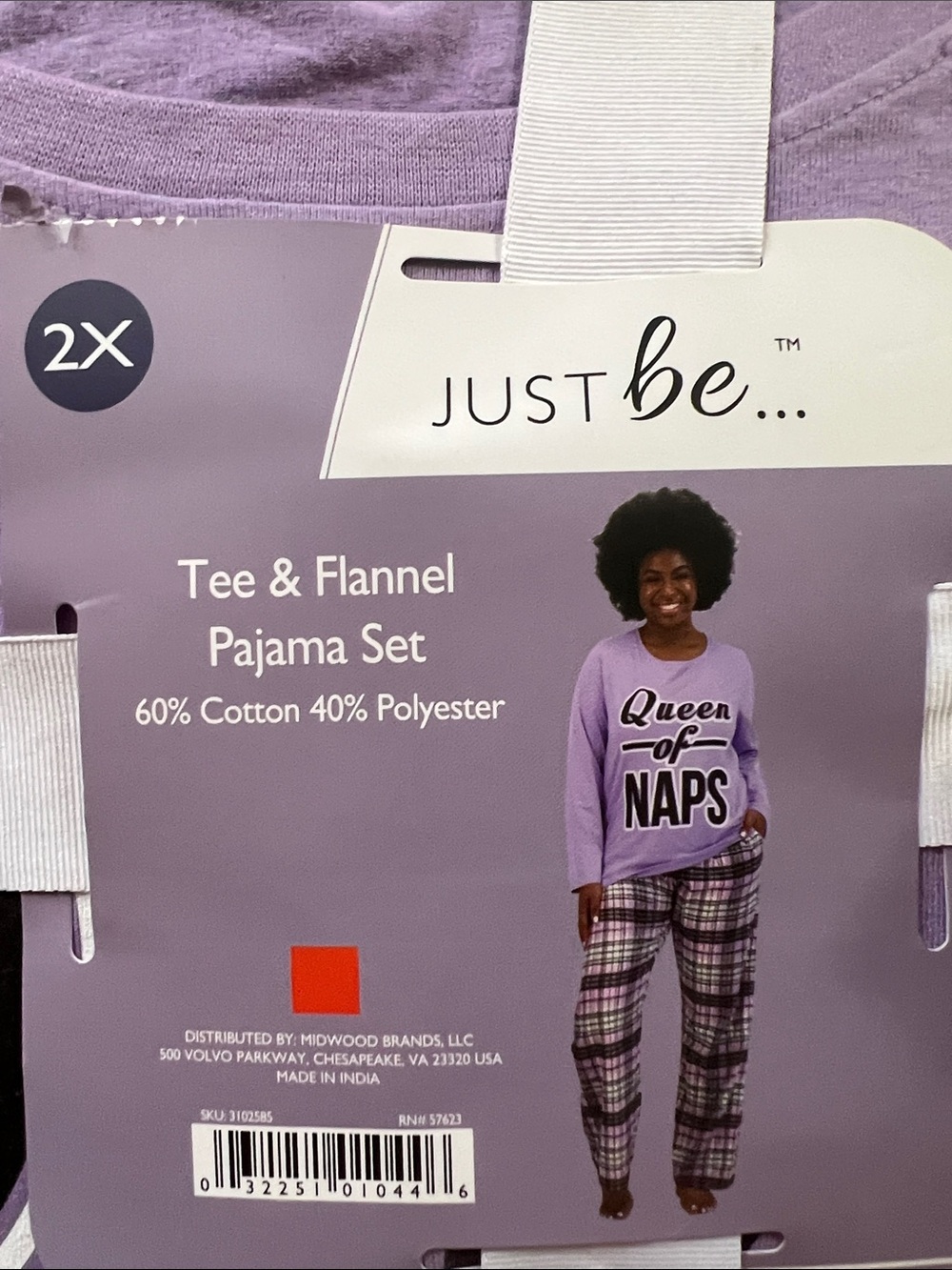 Just Be Lavender Tee & Flannel Pajama Set - 2X